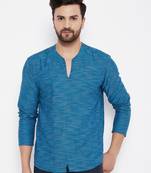 Blue plain cotton men-kurtas