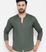 Green plain viscose rayon men-kurtas