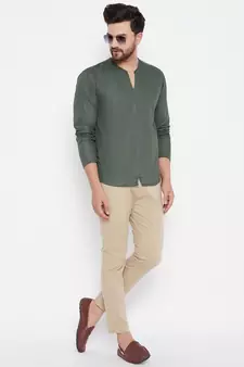 Green plain viscose rayon men-kurtas