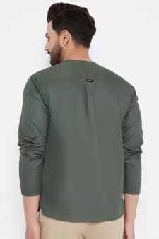 Green plain viscose rayon men-kurtas
