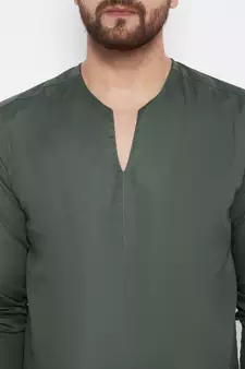 Green plain viscose rayon men-kurtas