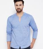 Blue plain cotton men-kurtas