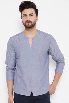 Grey plain cotton men-kurtas