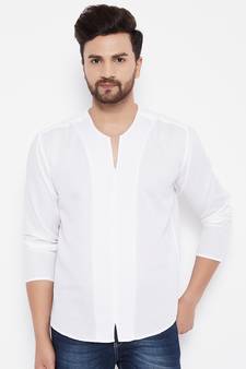 White plain cotton men-kurtas