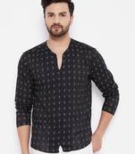 Black plain cotton men-kurtas