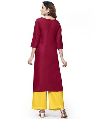 Maroon embroidered cotton ethnic-kurtis 2