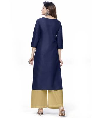 Blue embroidered cotton ethnic-kurtis 2