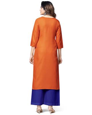 Orange embroidered cotton ethnic-kurtis 2