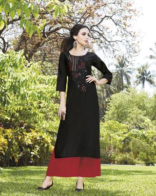 Black embroidered cotton ethnic-kurtis 1