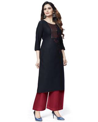 Black embroidered cotton ethnic-kurtis 3