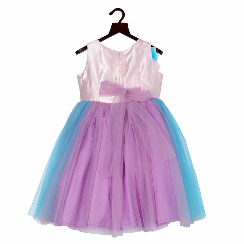 Pink Cow girls layered dress 