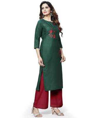 Green embroidered cotton ethnic-kurtis 4