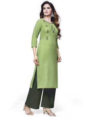 Green embroidered cotton ethnic-kurtis 3