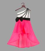 Pink Cow girls one shoulder dress 