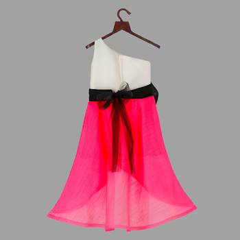Pink Cow girls one shoulder dress  2