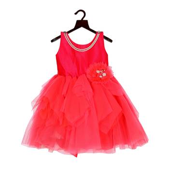 Pink dress with flower on waist 1