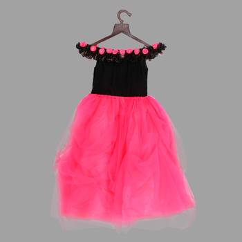 Pink Cow stylish party off shoulder floral gown -Pink 1