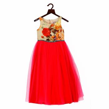 Printed Fuchsia Gown With Roses 1