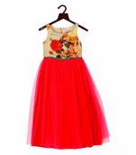 Printed Fuchsia Gown With Roses