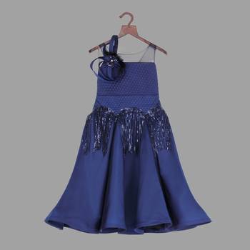 Navy blue gown with tassel lace 1