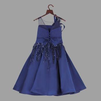 Navy blue gown with tassel lace 2
