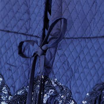 Navy blue gown with tassel lace 3