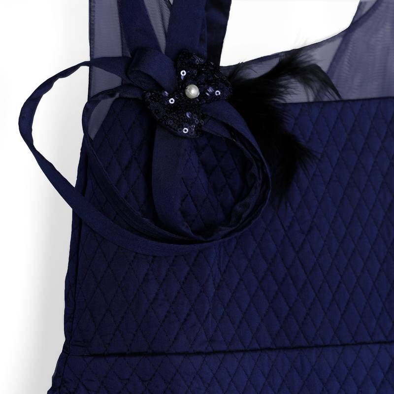 Navy blue gown with tassel lace