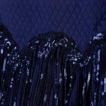 Navy blue gown with tassel lace 5