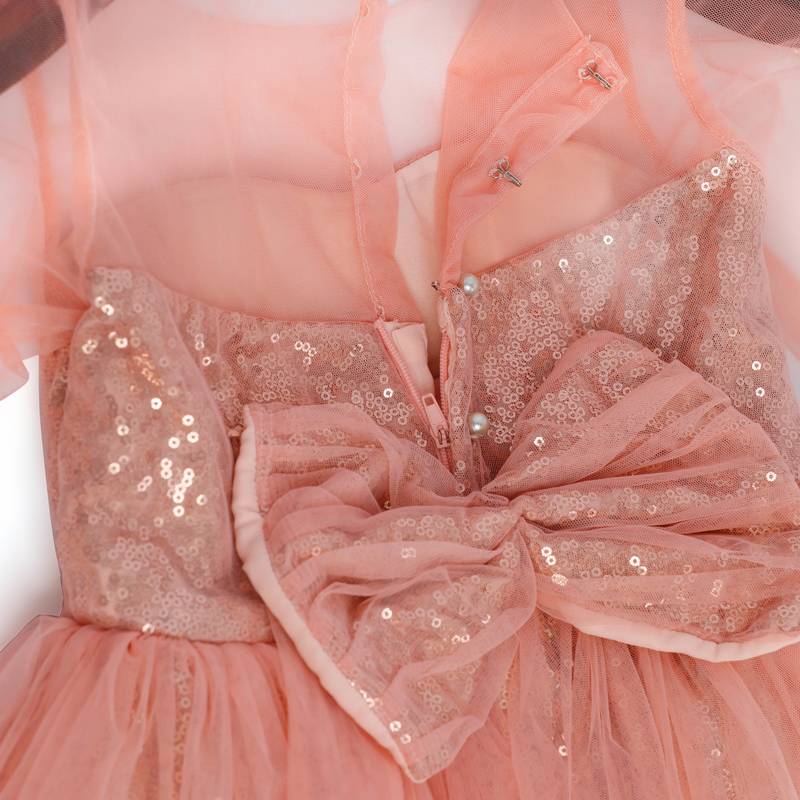 Pink Cow stylish  long sleeves dress with flower emblished