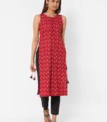 Red printed cotton cotton-kurtis