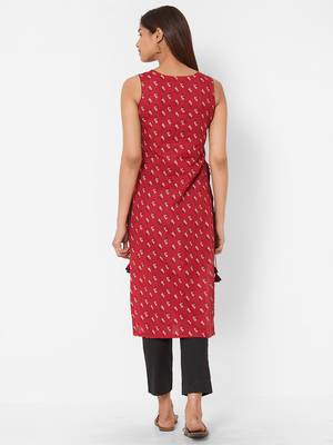 Red printed cotton cotton-kurtis 3