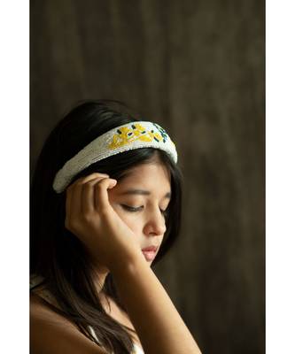 Sun in Snow Beaded Headband 1