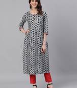 Grey woven cotton ethnic-kurtis