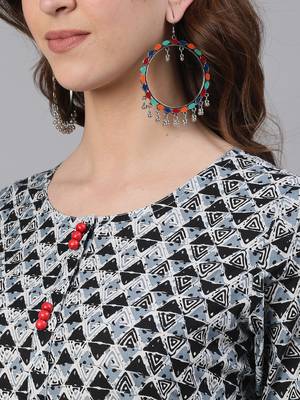 Grey woven cotton ethnic-kurtis 5