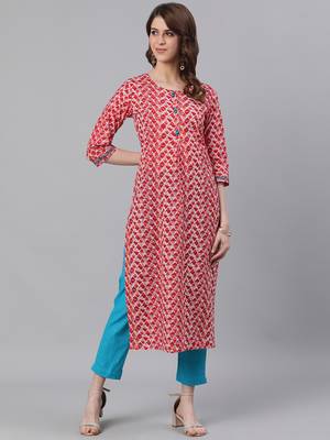Orange woven cotton ethnic-kurtis 1
