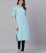 Blue woven cotton ethnic-kurtis