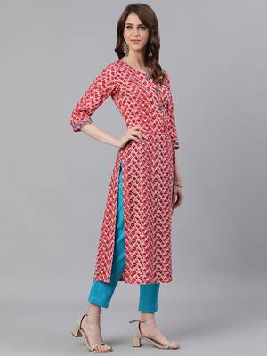 Orange woven cotton ethnic-kurtis 4