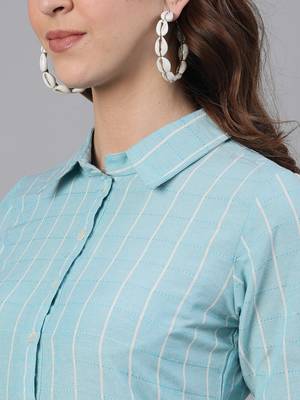Blue woven cotton ethnic-kurtis 5