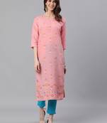 Pink woven silk ethnic-kurtis