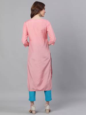 Pink woven silk ethnic-kurtis 3