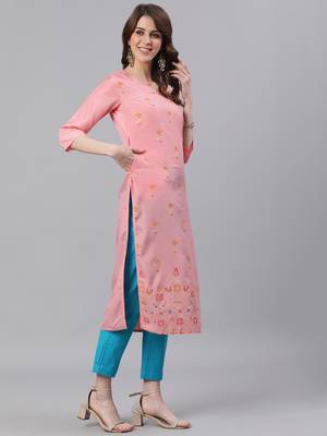 Pink woven silk ethnic-kurtis 4