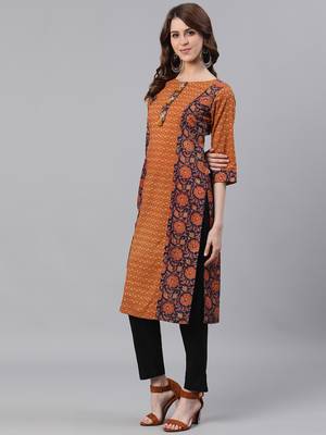 Mustard woven cotton ethnic-kurtis 2