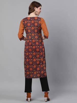 Mustard woven cotton ethnic-kurtis 3