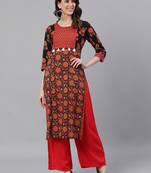 Black woven cotton ethnic-kurtis