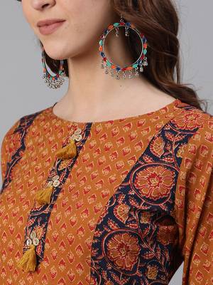 Mustard woven cotton ethnic-kurtis 5