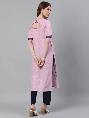Pink woven cotton ethnic-kurtis 3