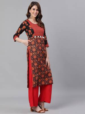 Black woven cotton ethnic-kurtis 4