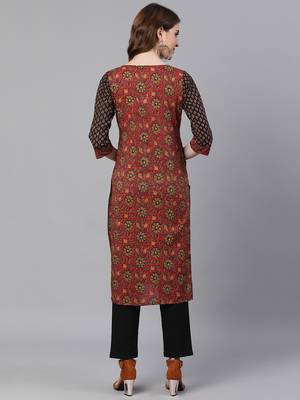Brown woven cotton ethnic-kurtis 3