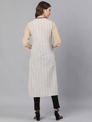 Off-white woven cotton ethnic-kurtis 3