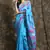 Blue Hand Woven Blended Cotton Saree Without Blouse